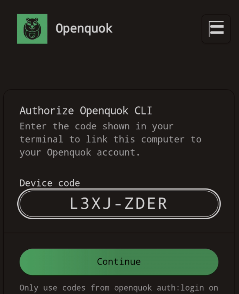Device Login with OpenQuok CLI