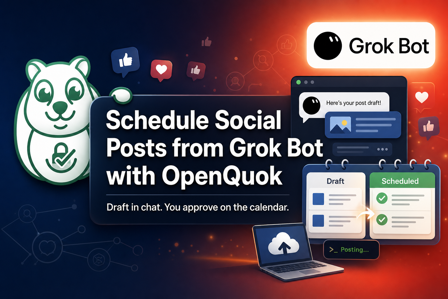 Featured image for blog post: Schedule Social Posts from Grok Bot with OpenQuok