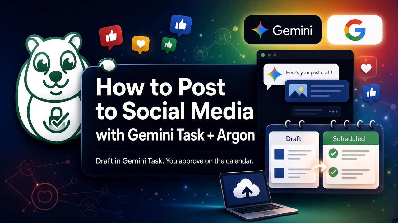 How to Post to Social Media with Gemini Task + Argon + OpenQuok