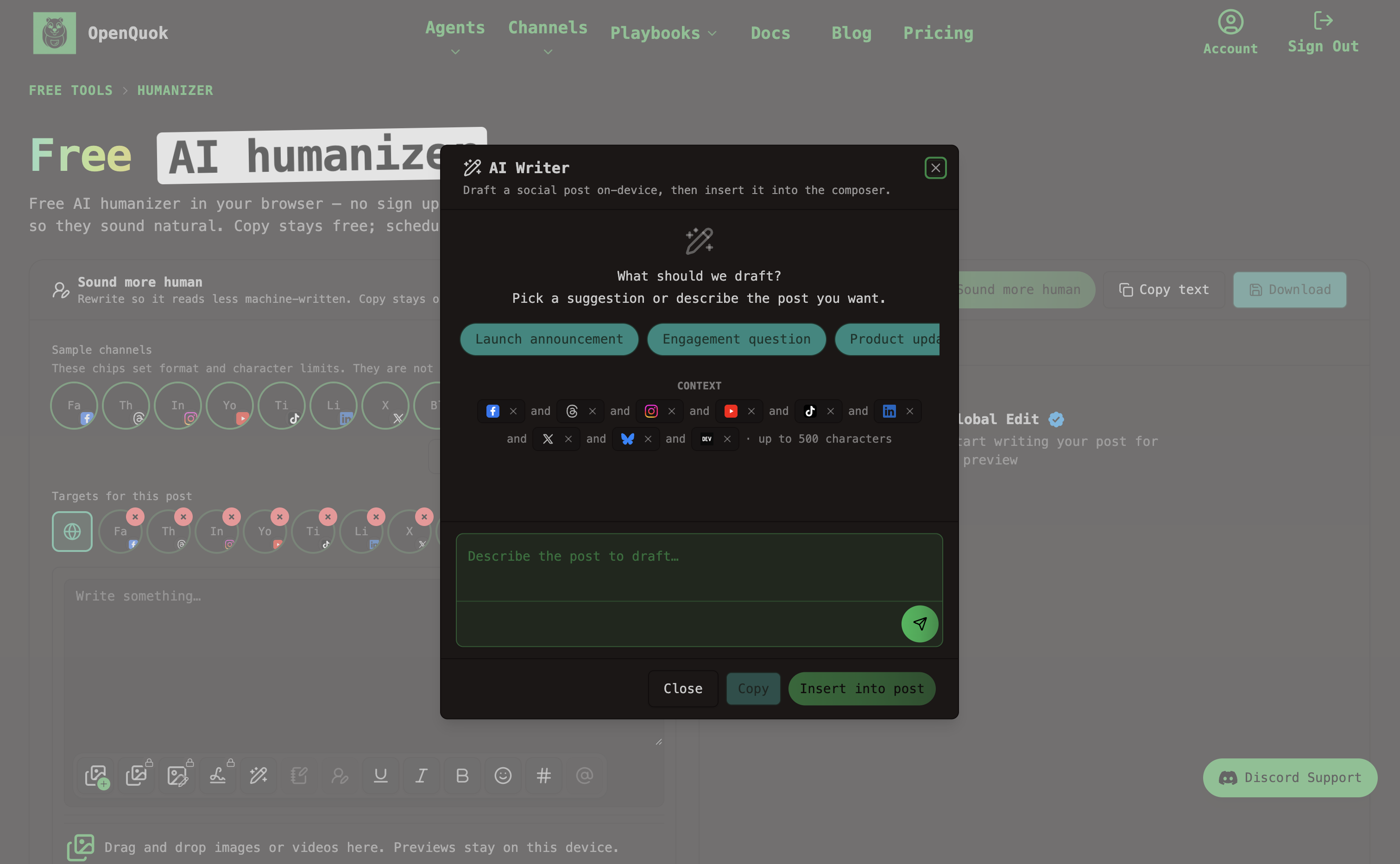 Use OpenQuok Free AI Writer