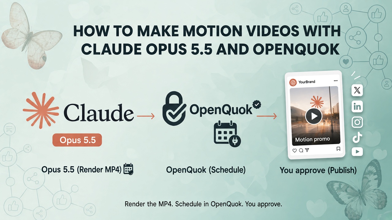 How to Make Motion Videos With Claude Opus 5.5 and Schedule Social Posts With OpenQuok