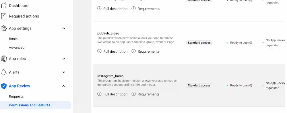 Set Facebook API Permissions