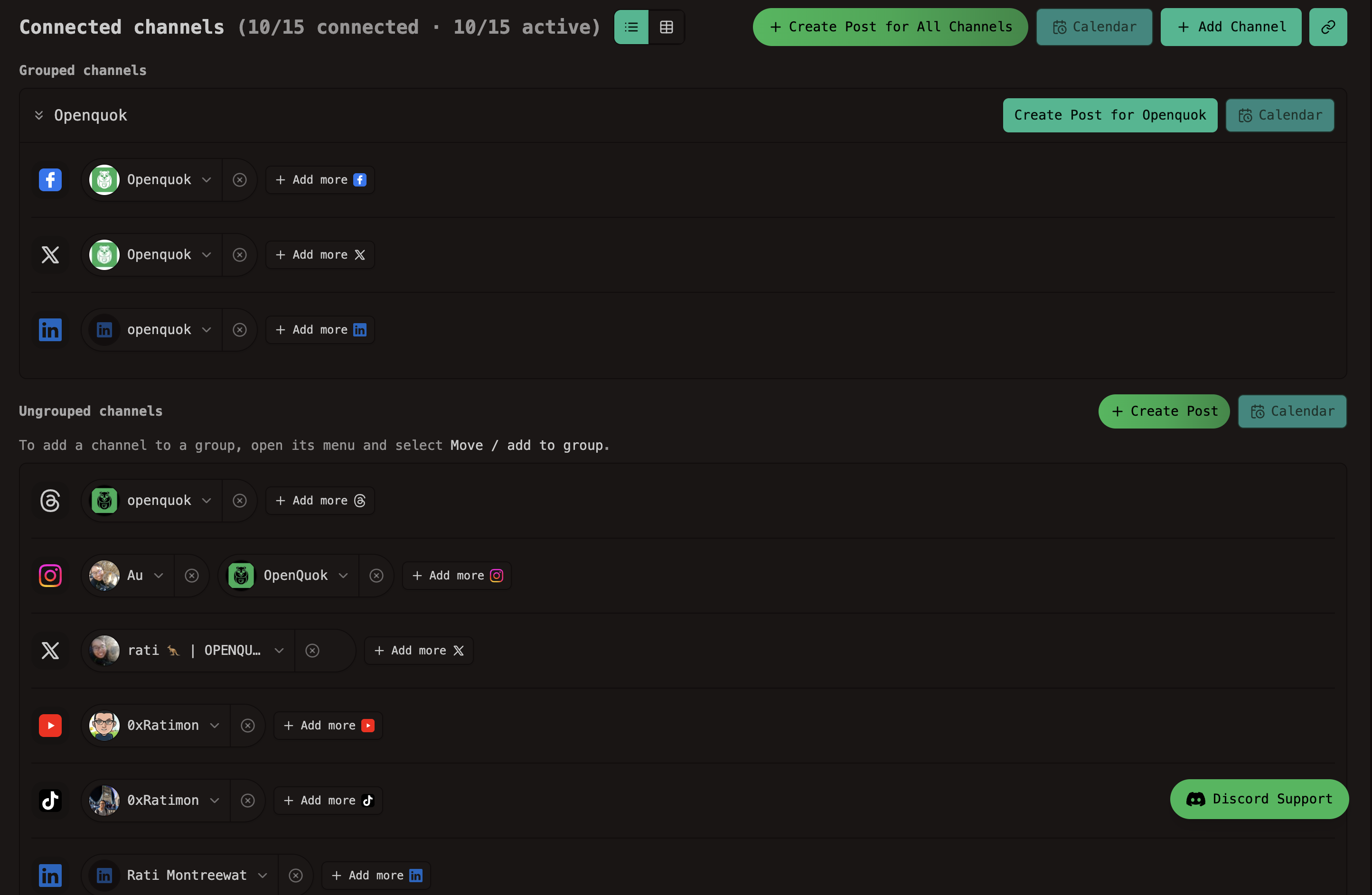 Group relevant OpenQuok Channels
