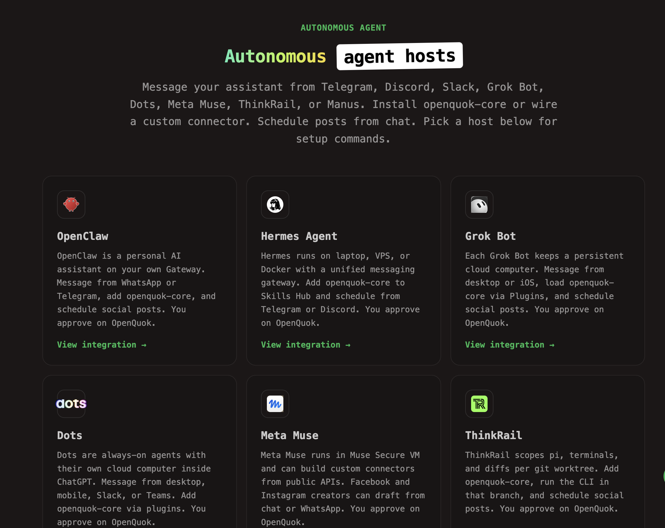 Autonomous Agents Suppoted By OpenQuok