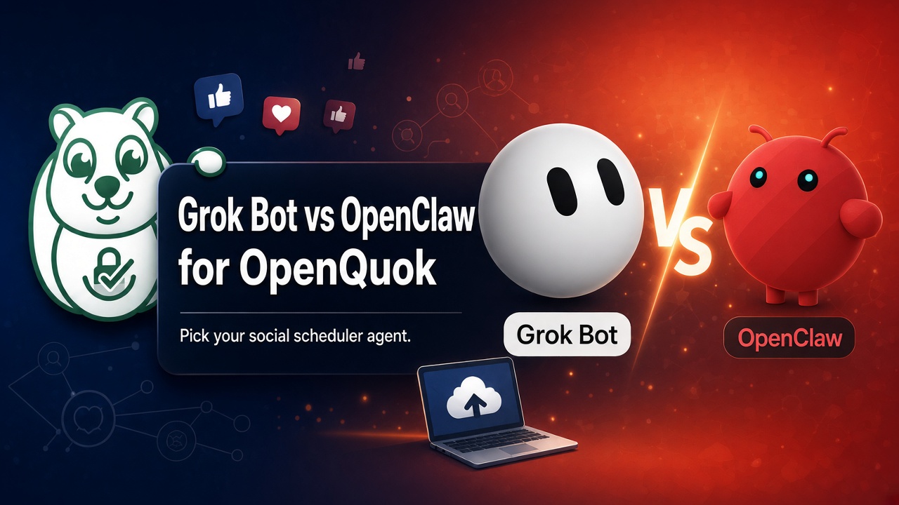 Featured image for blog post: Grok Bot vs OpenClaw: Pick Your OpenQuok Social Scheduler Agent