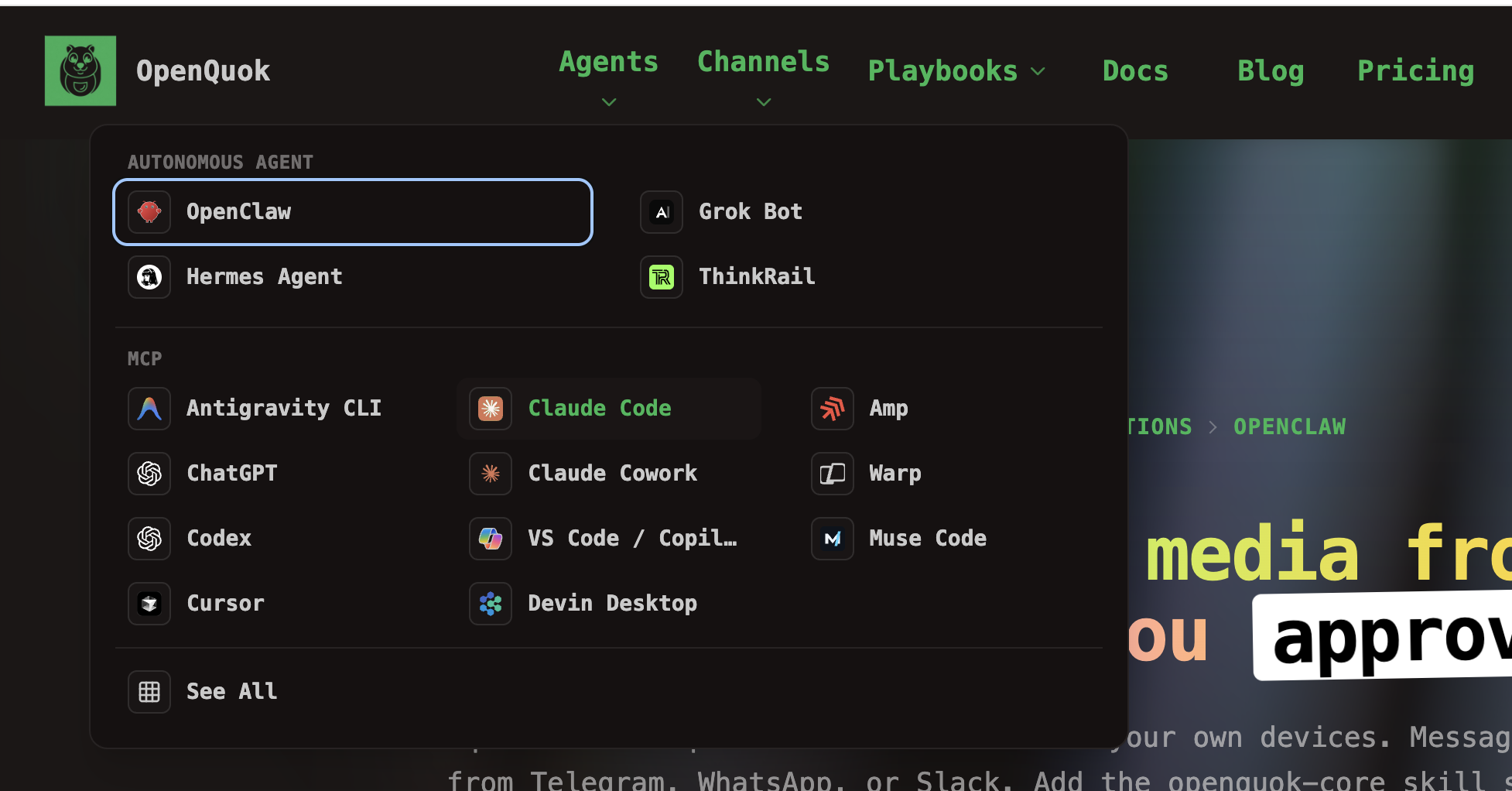 All Supported Agent in OpenQuok Heading