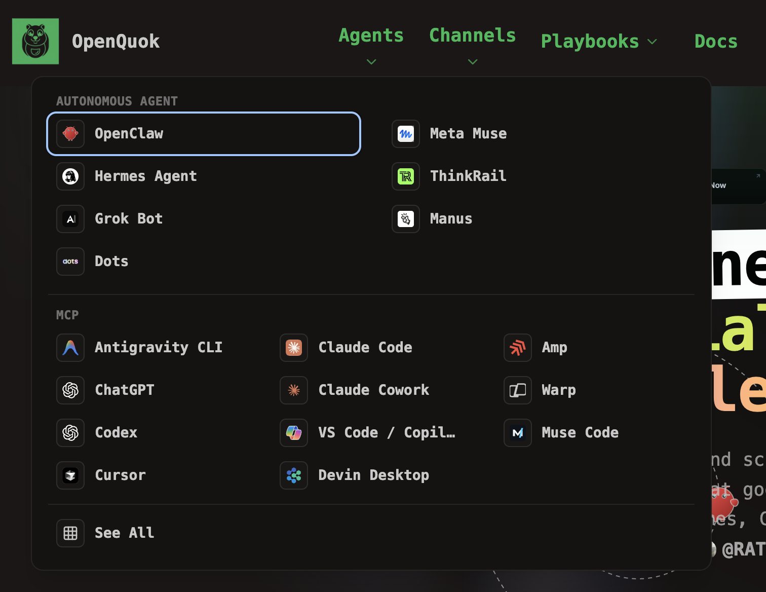 Supported Agent Harness Integrations with OpenQuok